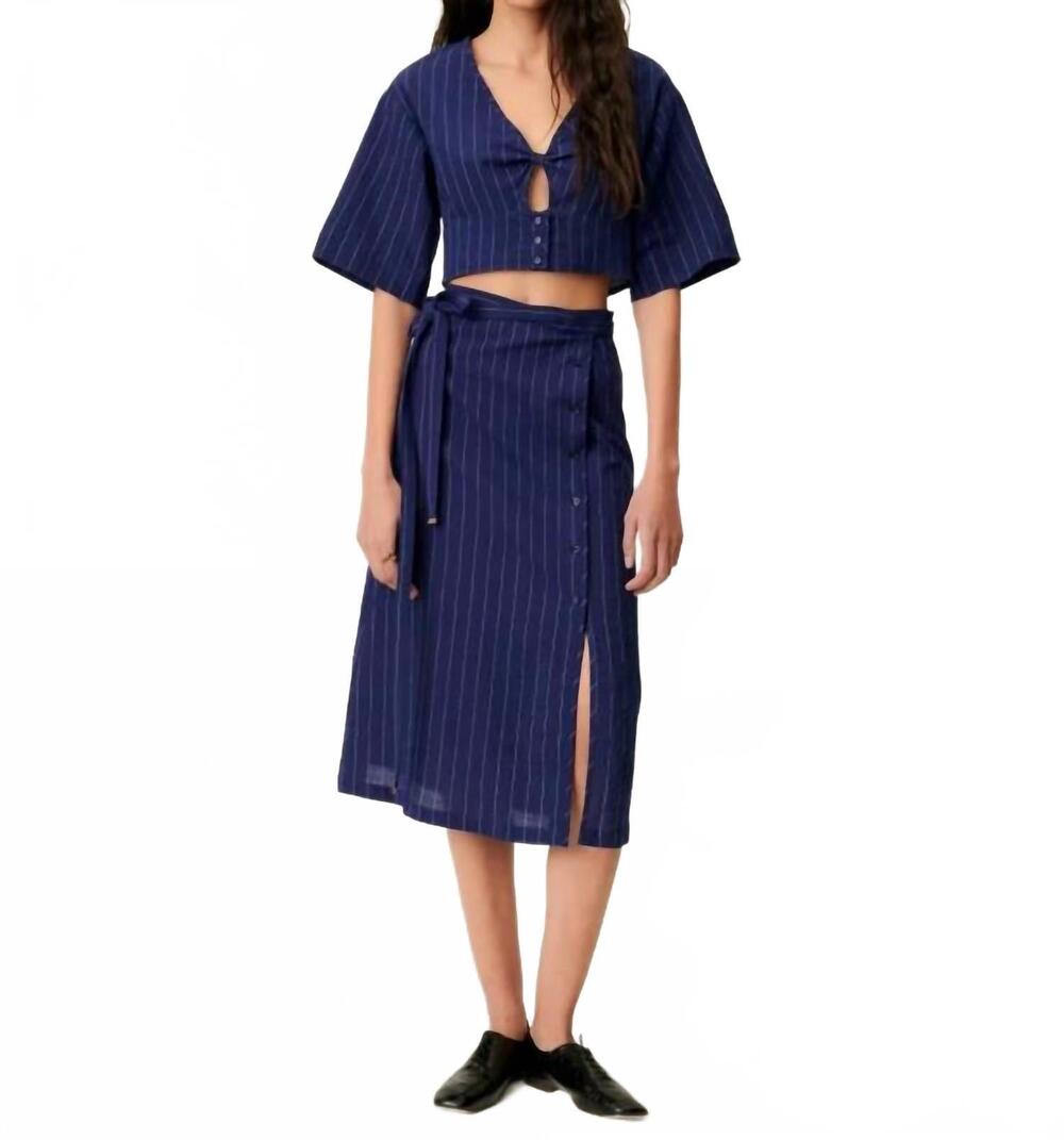 NEW SESSUN ola wrap skirt in blazer blue